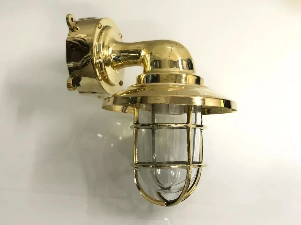 Nautical Solid Brass Outdoor Exterior Wall Light Fixture With Junction Box