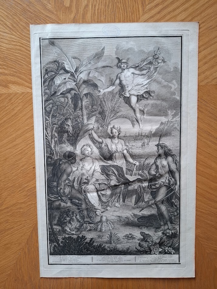 ANTIQUE FRENCH FRANCE ATLAS HENRI CHATELAIN TITLE PAGE COPPER ENGRAVING 1732