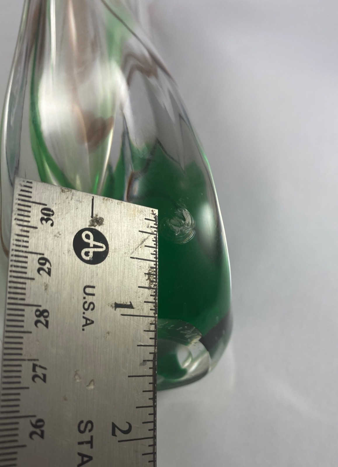 Large 14” MAX VERBOEKET Uranium Vaseline Glass Flower VASE Signed #895