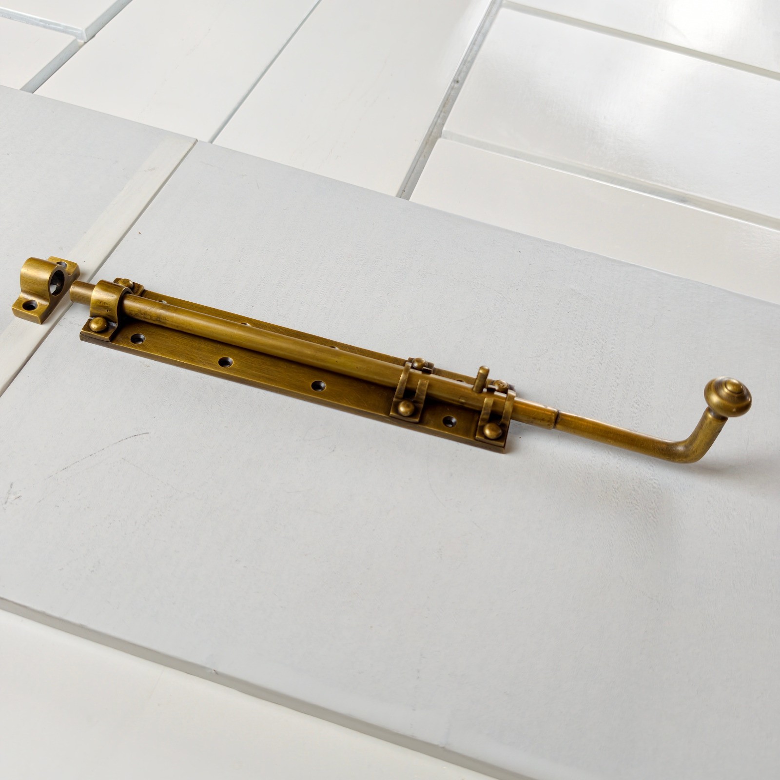 Large Solid Brass Slide Bolt — 13″ (33 cm) Heavy Old-Style Slide Bolt
