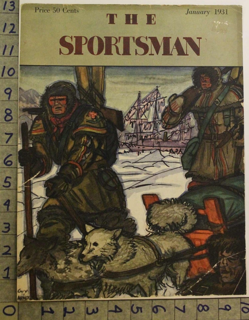 1931 SLED DOG TEAM EXPLORER ADVENTURER DISCOVER GUY ARNOUX SPORTSMAN COVER 29841