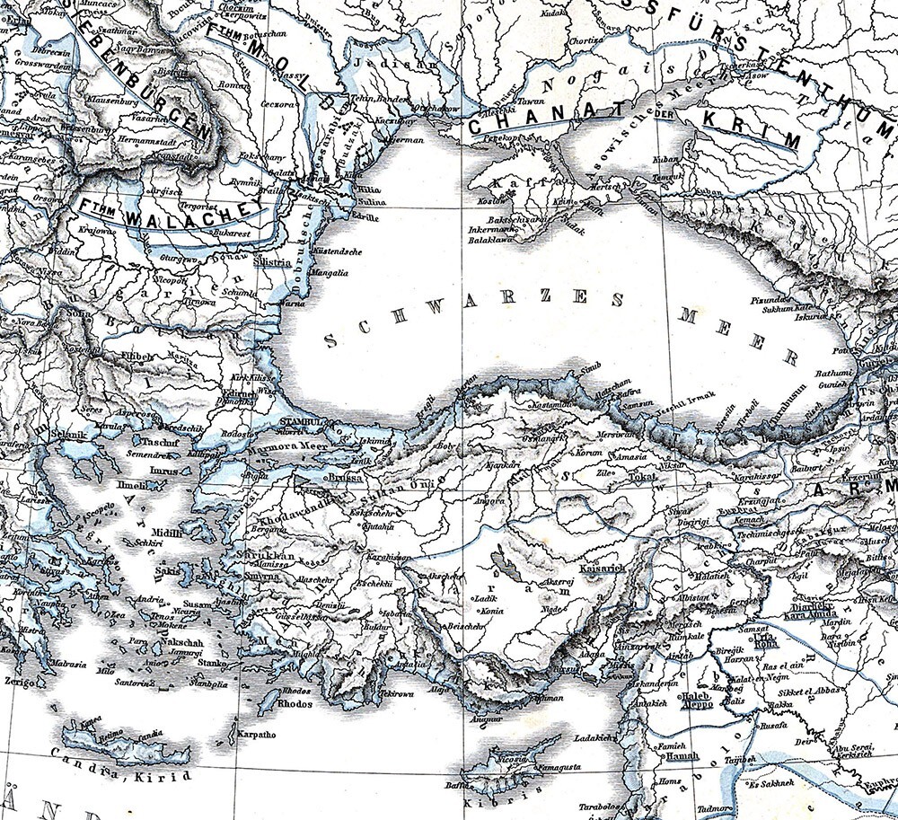1880 Map Ottoman Empire Protectorates Turkey Greece Middle East Arabia Hungary