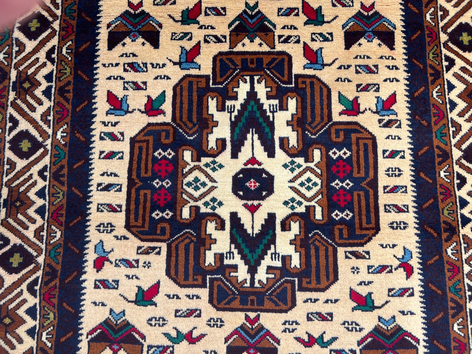 7 X 3’5 ft Stunning Vintage Natural Vegetable Dye Taimani Afghan Belouch Carpet