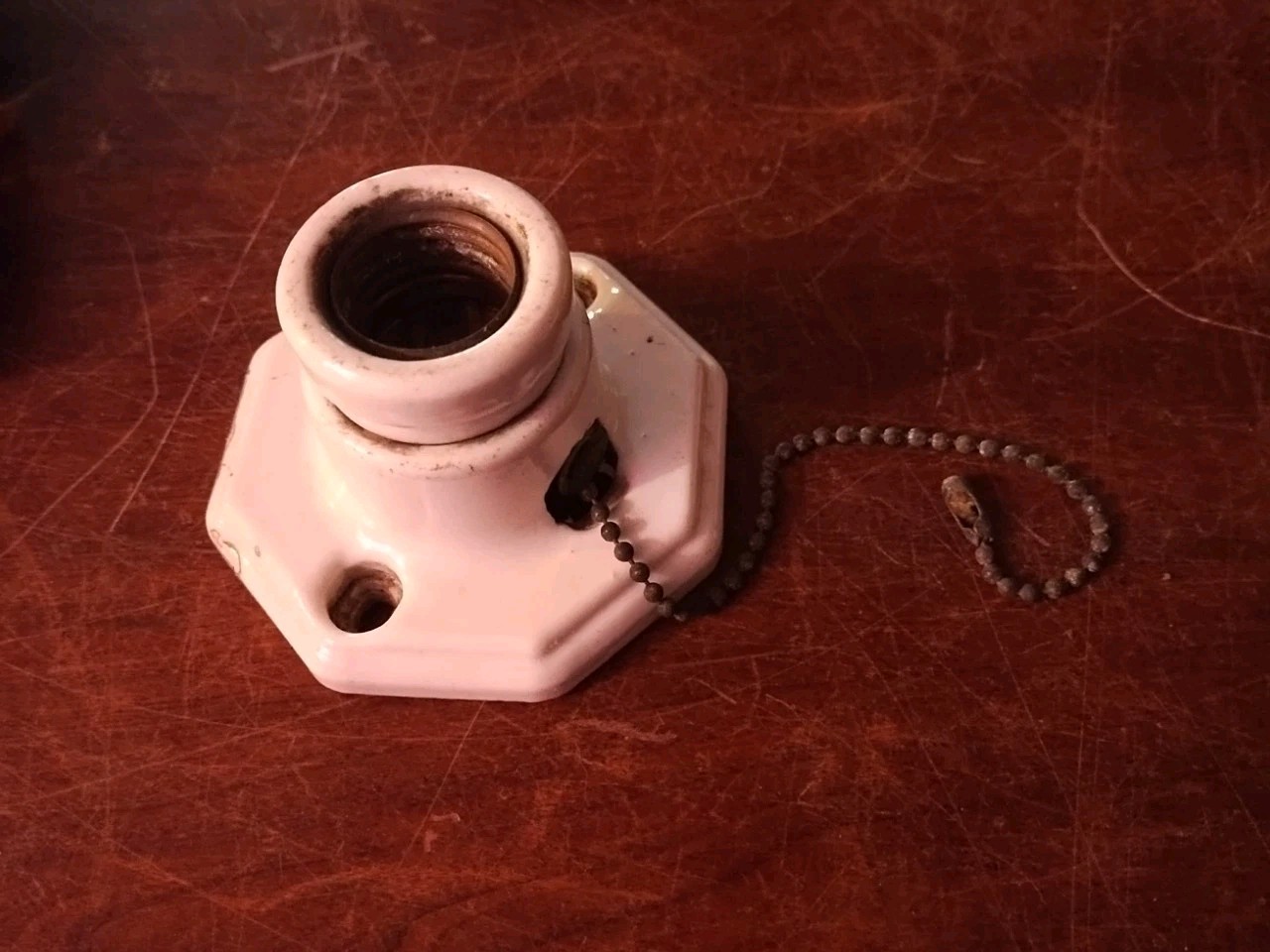 Antique Art Deco Porcelain Porcelier Single Socket Ceiling Light