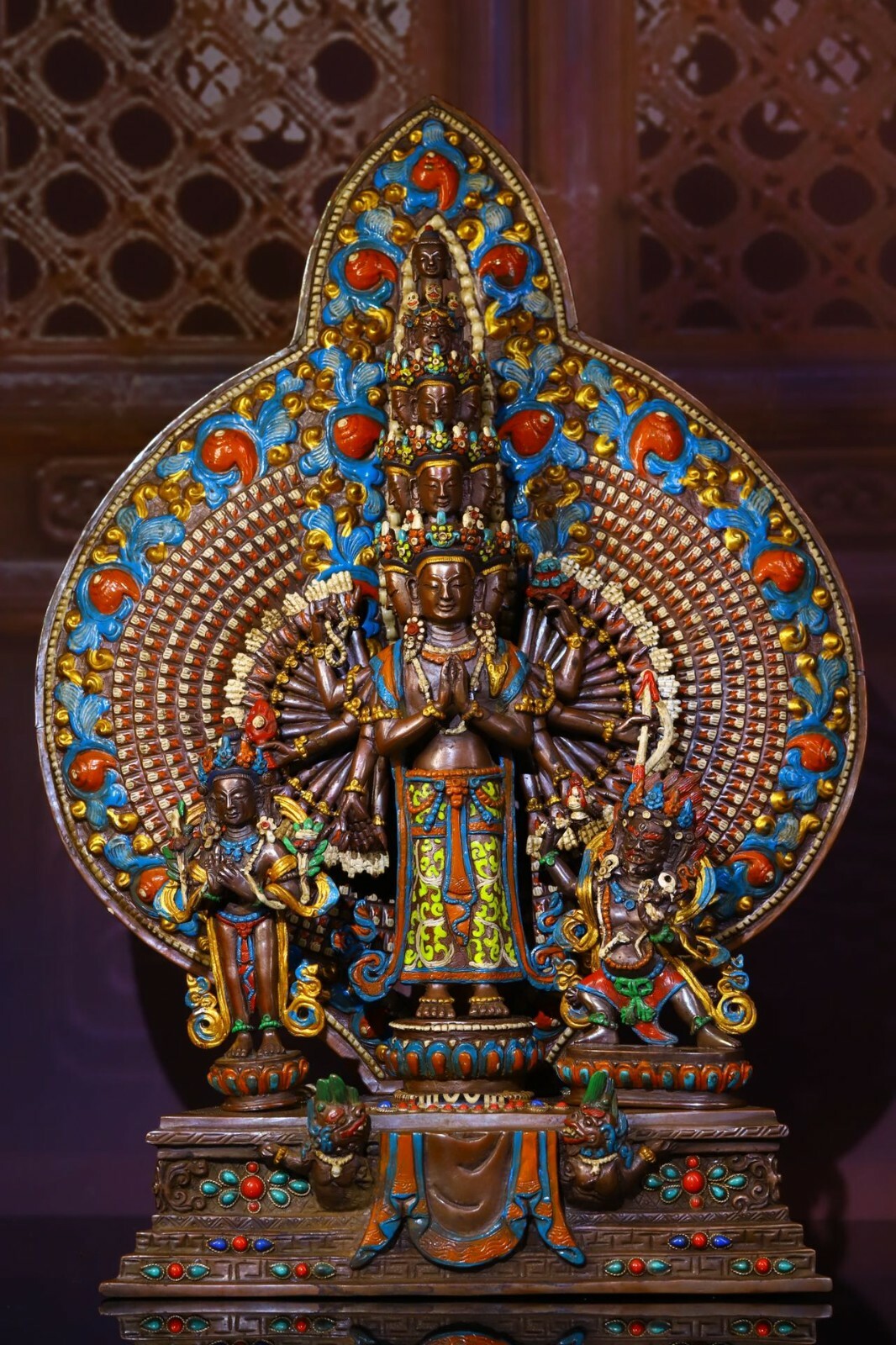 39.5 cm Tibet Buddhism Brass Guanyin Kwan-yin Statue Bronze Buddha Statue