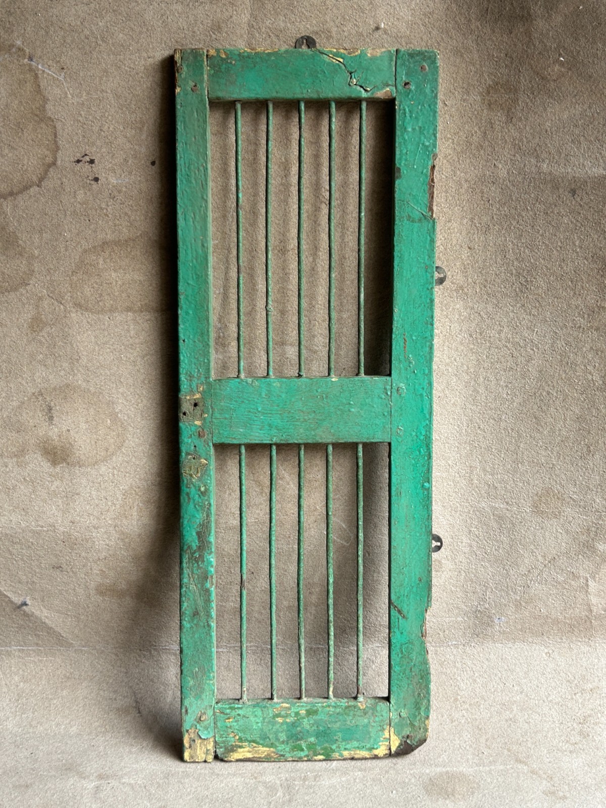 RARE OLD VINTAGE WOODEN & IRON HANDMADE DOG GATE / WINDOW JAALI, / WALL PANEL