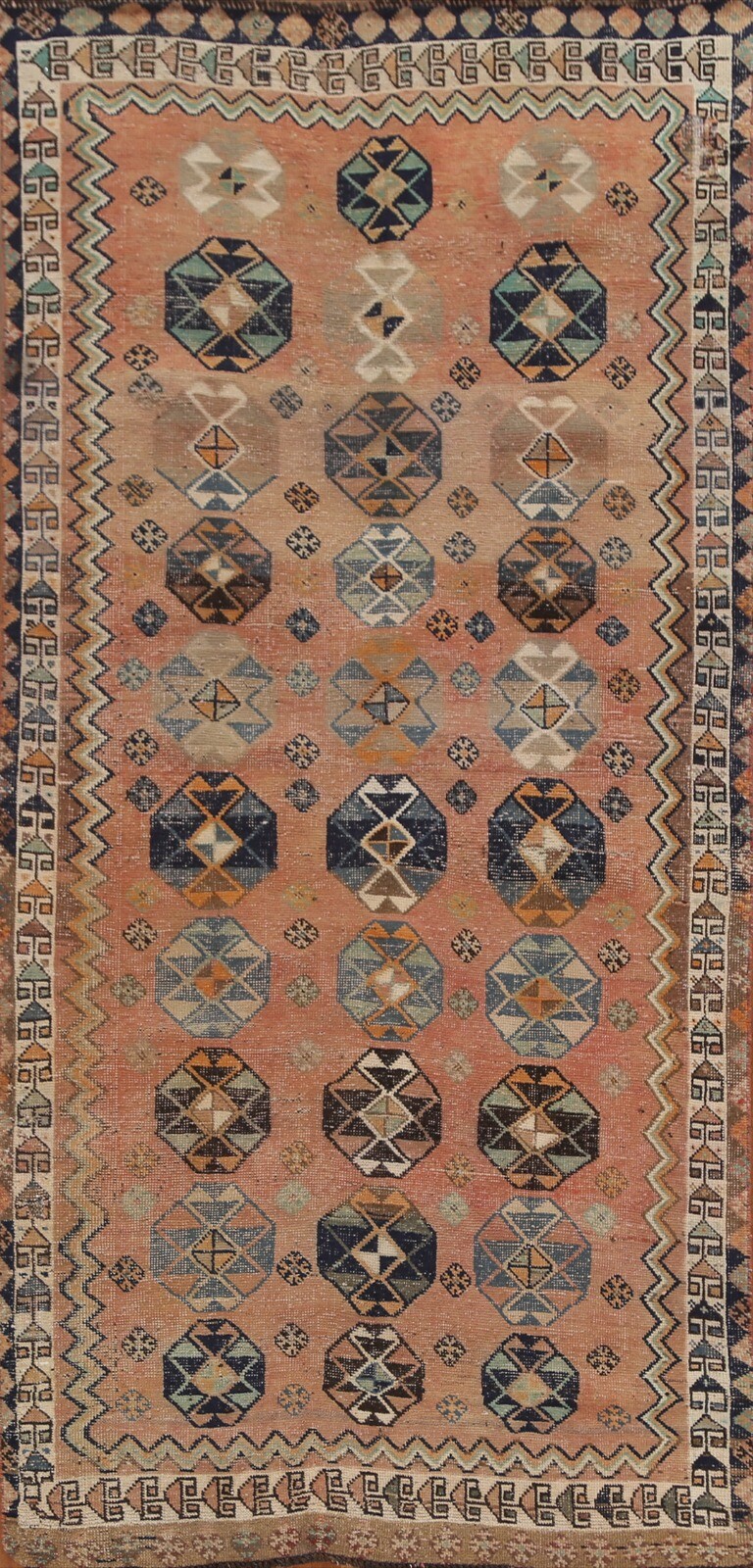 Antique Tribal 9 ft Runner Coral Peach Lori Hand-made Rug Runner 9′ 0 x 4′ 5″
