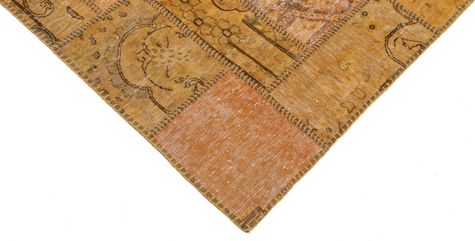 Patchwork 183×120 cm Hand Knotted Oriental Rug Vintage Carpet Yellow