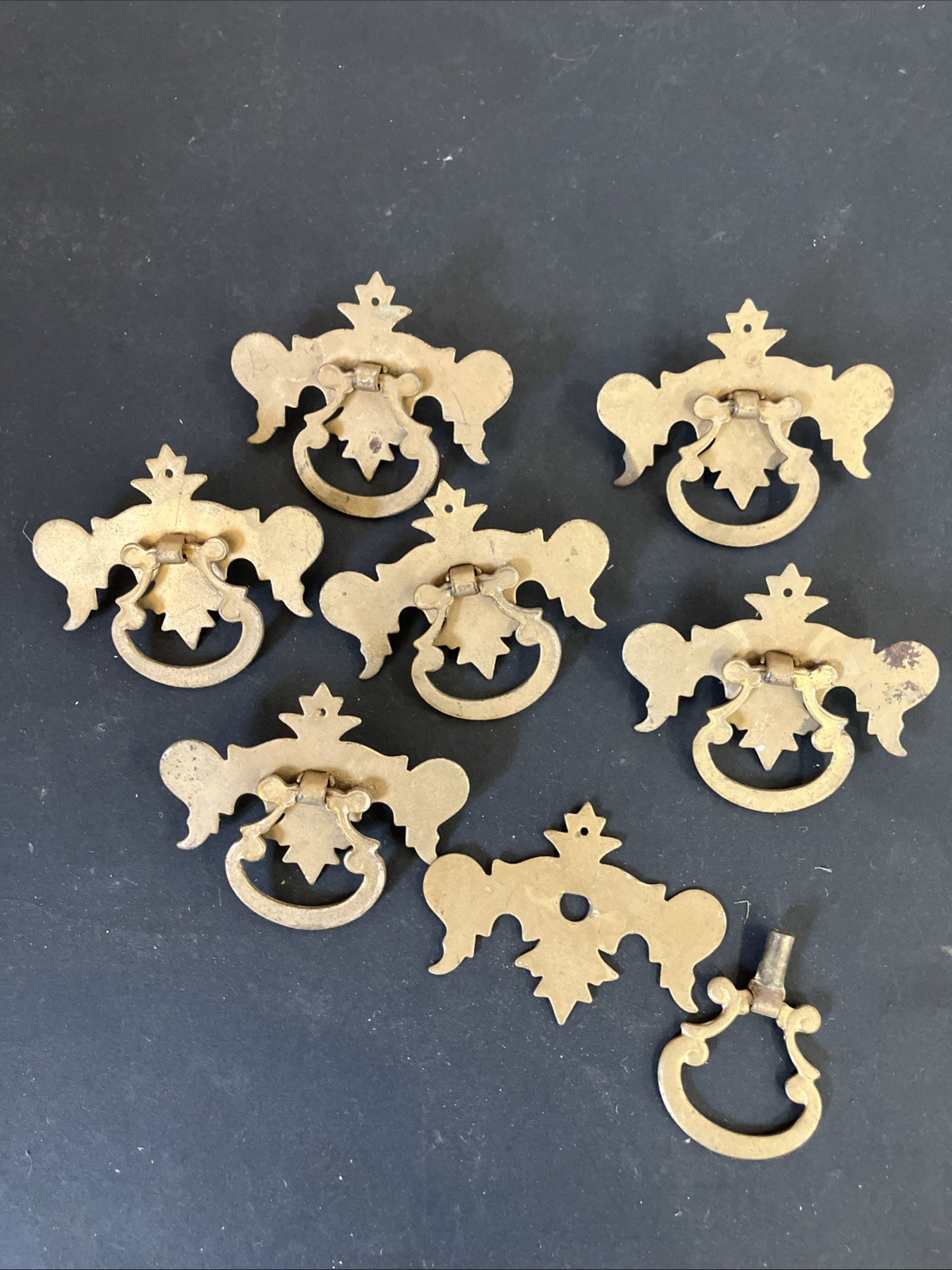 Vintage Metal Handle Drawer Pull Gold Delicate Lot of 6