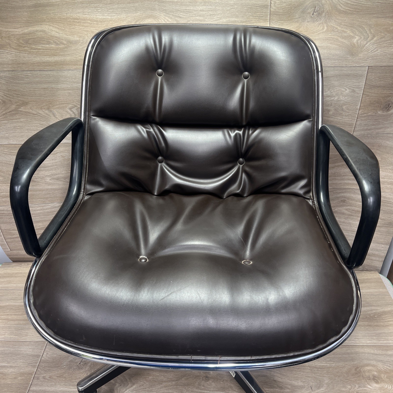 Vintage Knoll Charles Pollock 1986 Brown Leather Executive Chair Swivel/Tilt
