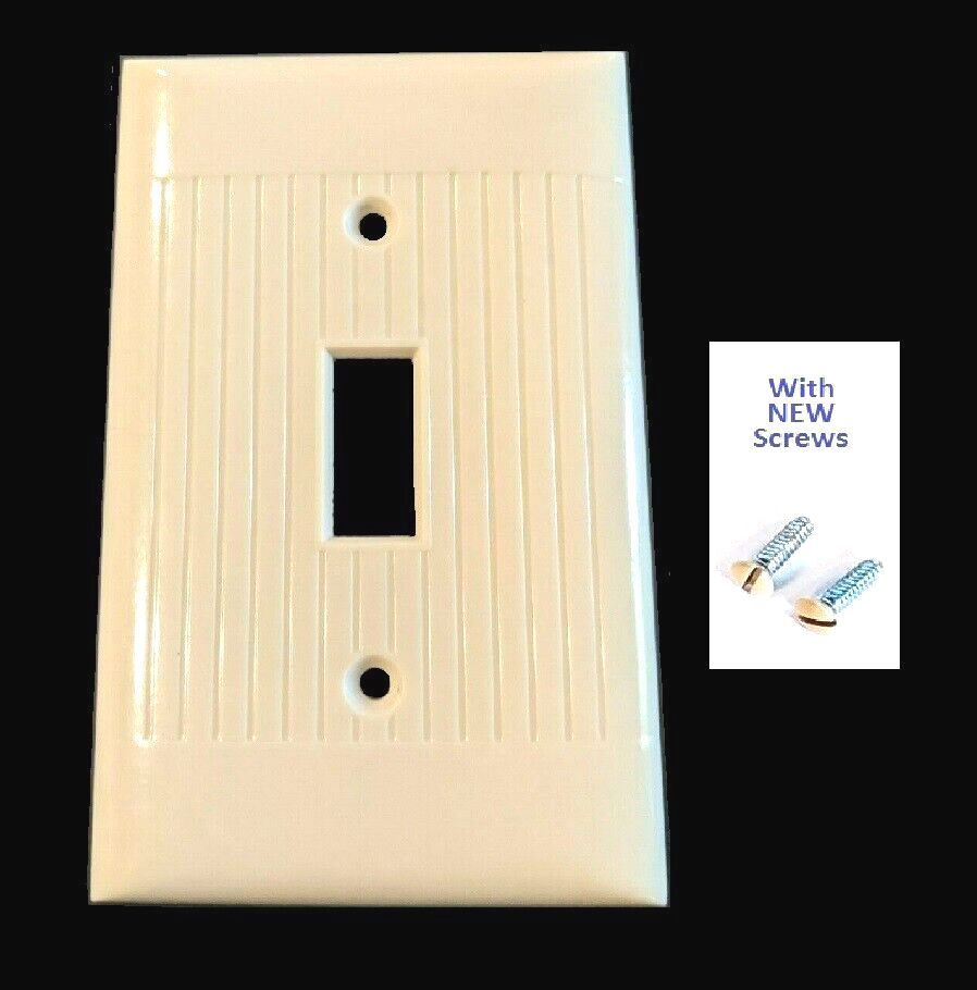 Vintage Sierra Ribbed Bakelite Toggle Switch Wall Plate Cover MCM 1950s IVORY