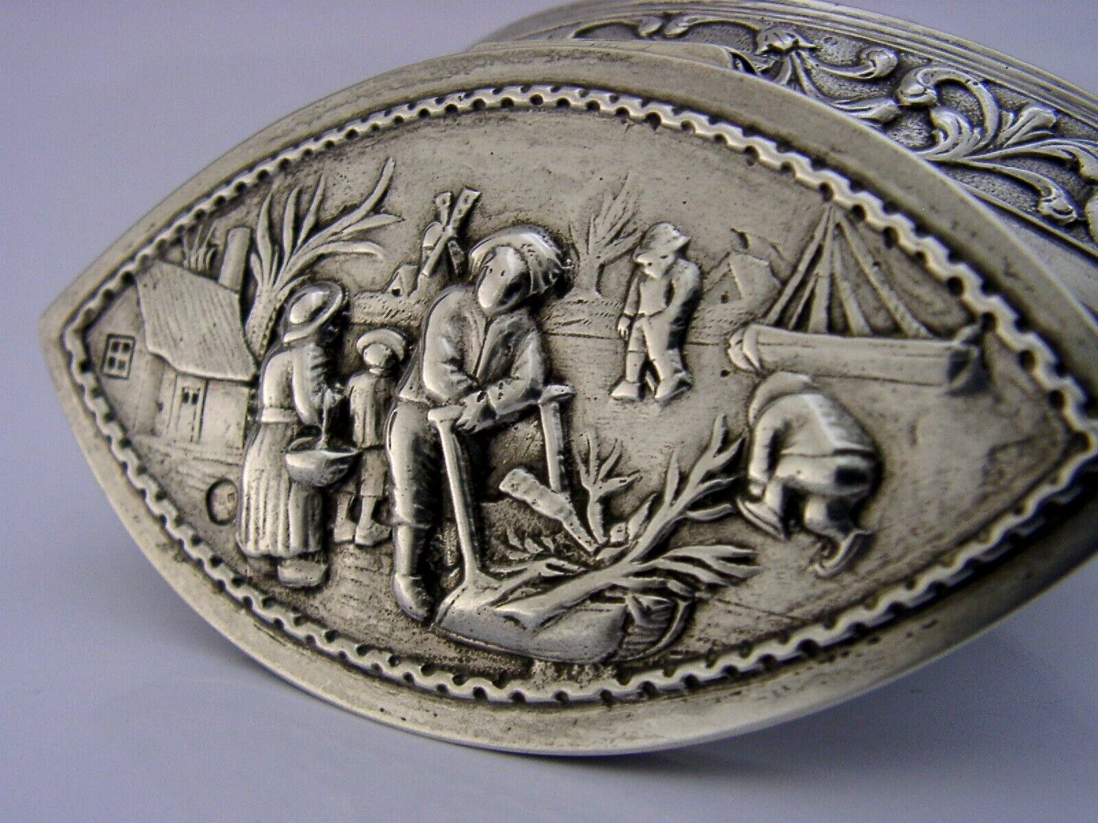 BEAUTIFUL DUTCH SOLID SILVER TRINKET SNUFF BOX 1913 ANTIQUE DESK ITEM 58g