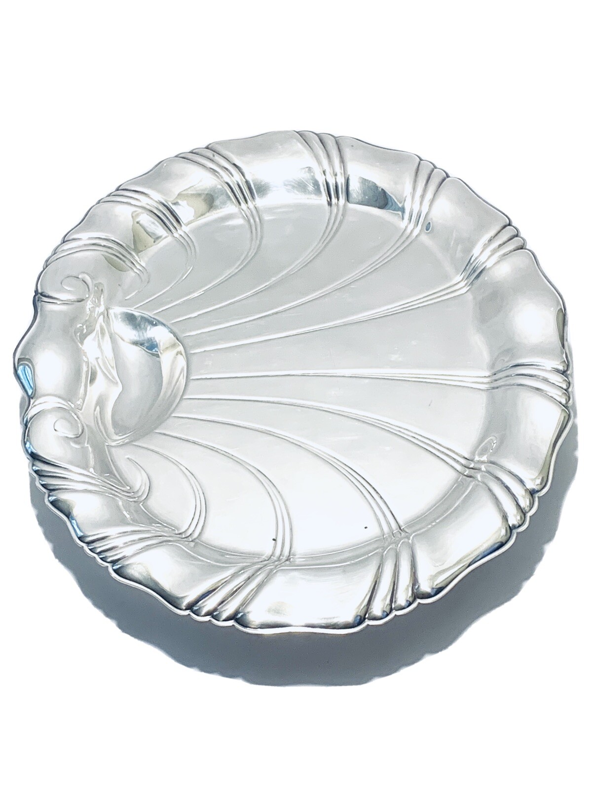 Marvelous Vintage Footed Neptunes Rogers Bros Scallops Silver Plated Tray