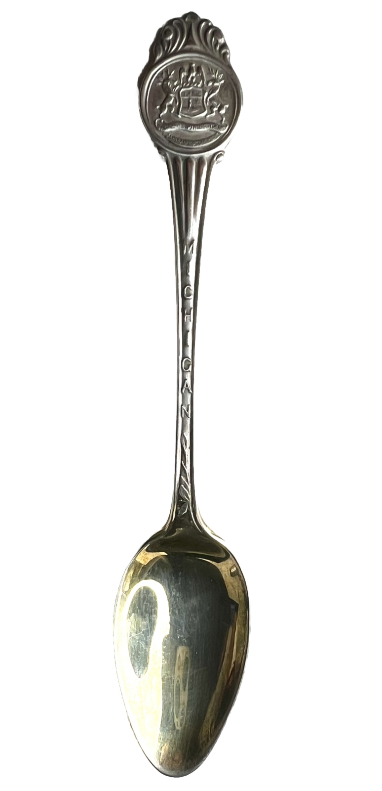 MICHIGAN STERLING Silver Souvenir Spoon 10g 4.5″ Medallion End