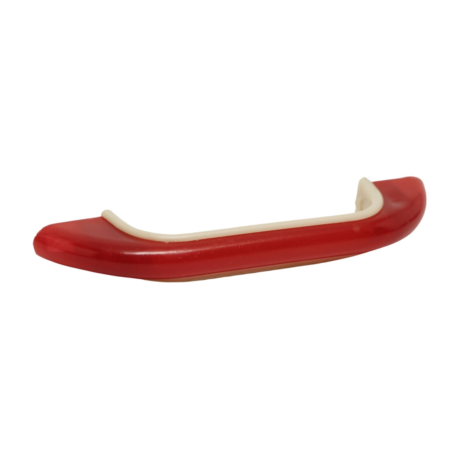 Vintage 4.375 in. Mid Century Red & Cream Plastic Bridge Pull