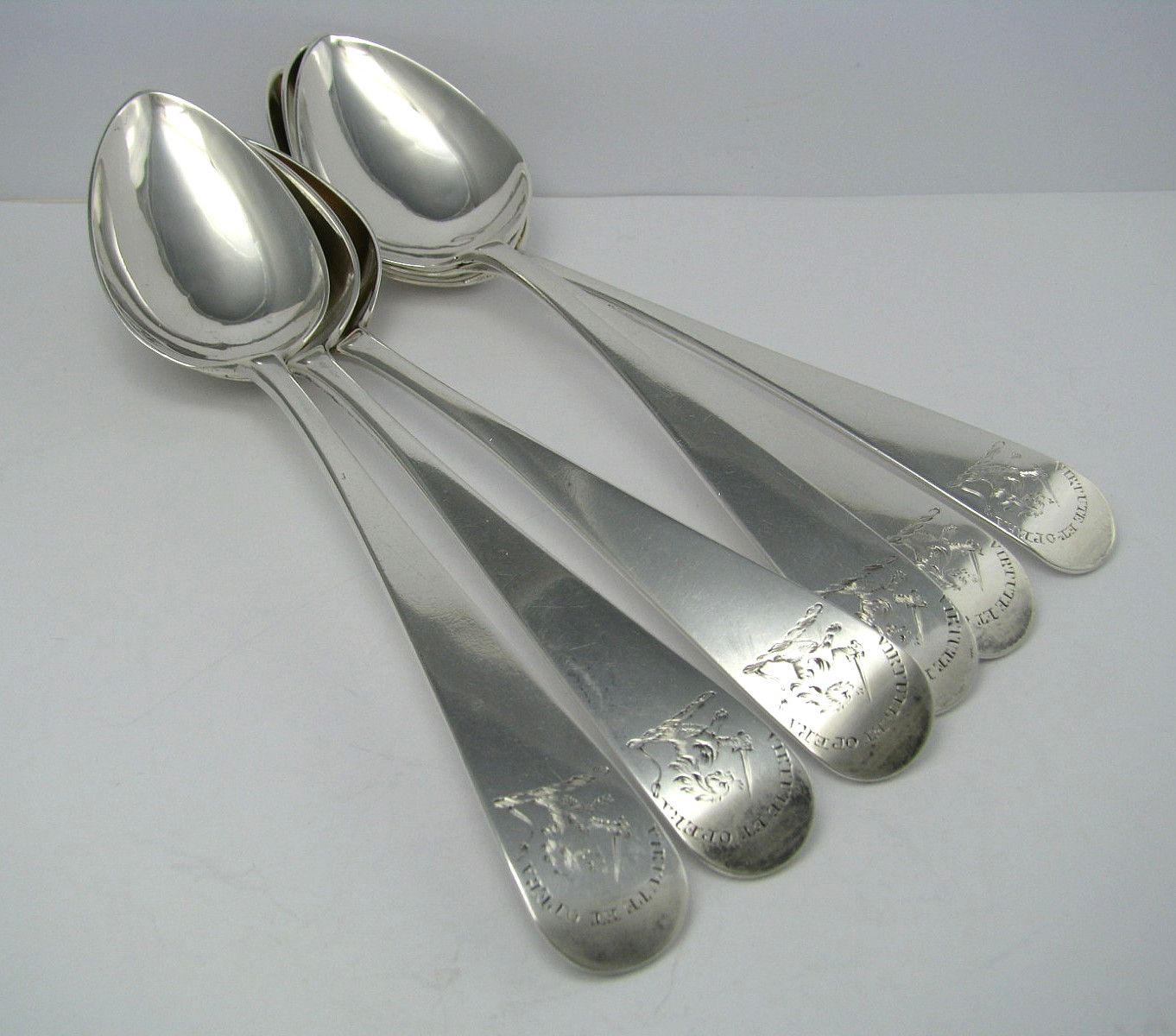 6 SCOTTISH STERLING SILVER SPOONS by Robert Gray Edinburgh Scotland c1811 Rare