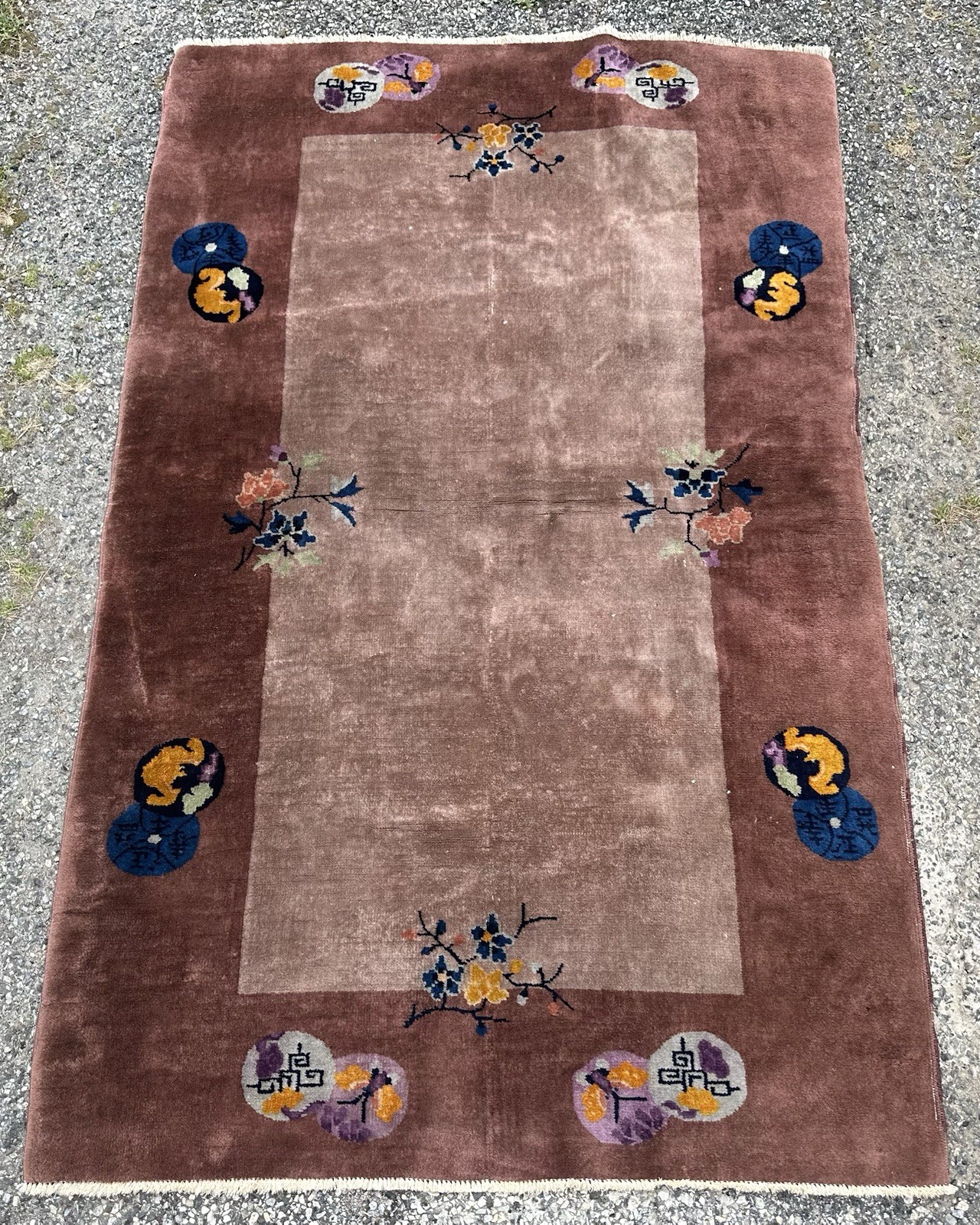 Ci 1920’s ANTIQUE ART DECO CHINESE WALTER NICHOLS RUG 4×6.8 HEALTHY EVEN PILE