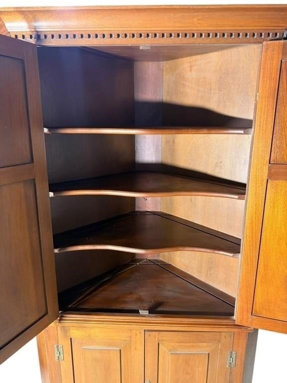SOLID MAHOGANY CUSTOM PEGGED CORNER CABINET