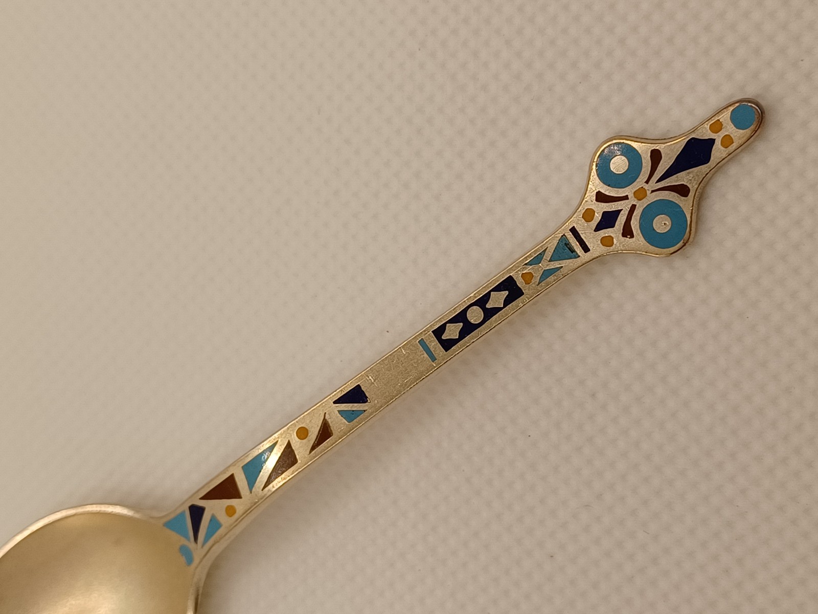 Gorham Sterling Silver Enameled Champleve Goldwashed Demitasse Spoon 370 NO MONO