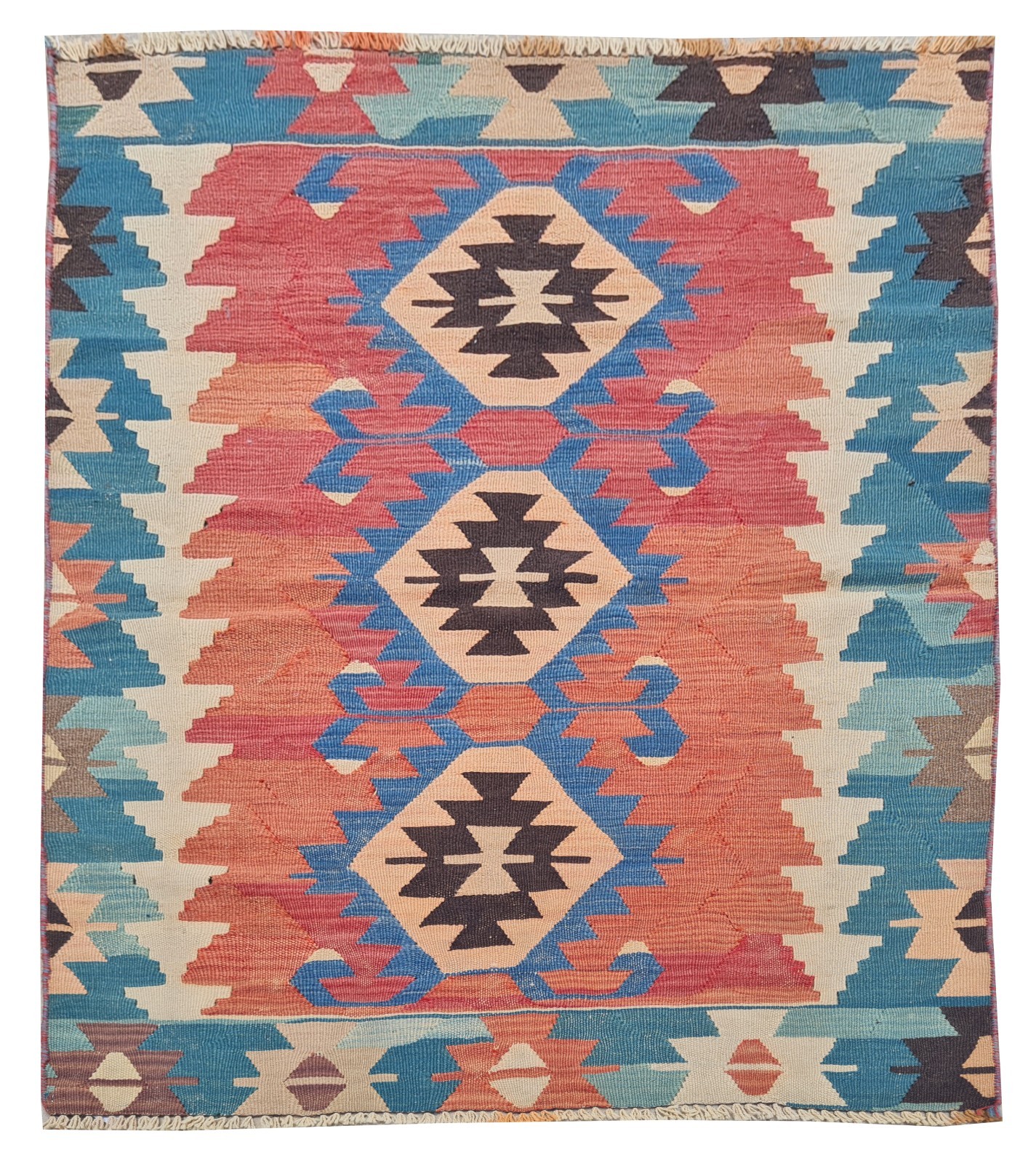 Amazing Hand Knotted Vintage Turkish Kilim Kilm Wool Area Rug 5.1 x 3.3 Ft