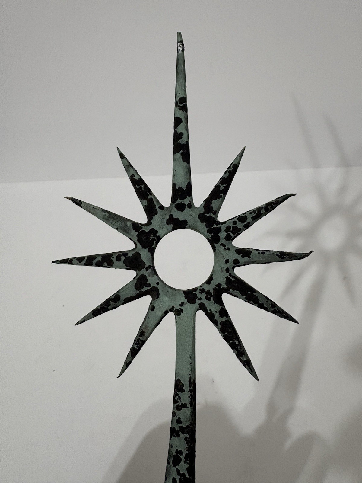 Antique Copper Lightning Rod 11 Point Sunburst Star Finial Verdigris Salvage