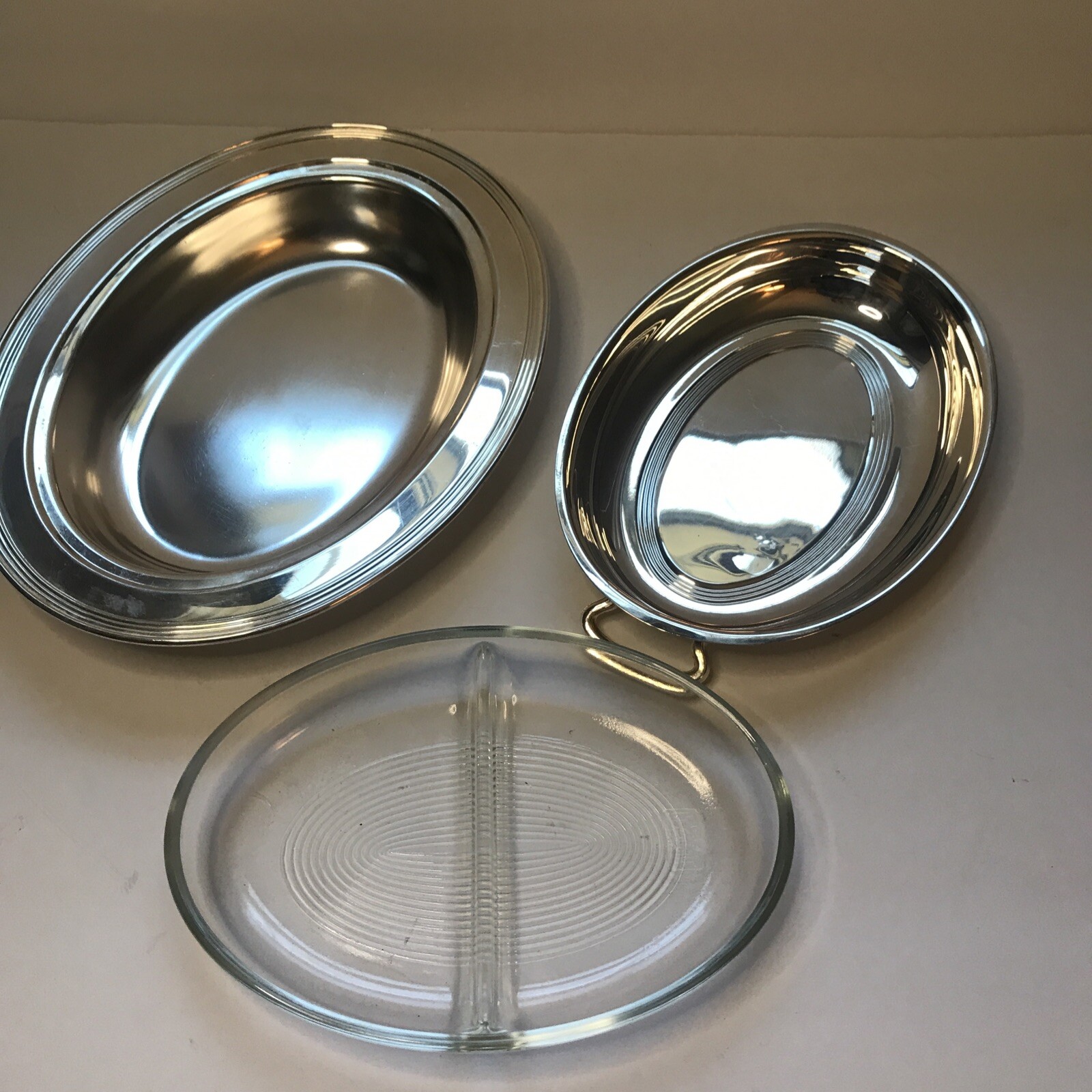 Oval Double Vegetable Hollowware Three Pieces F B Rogers Silver Co Silver plate