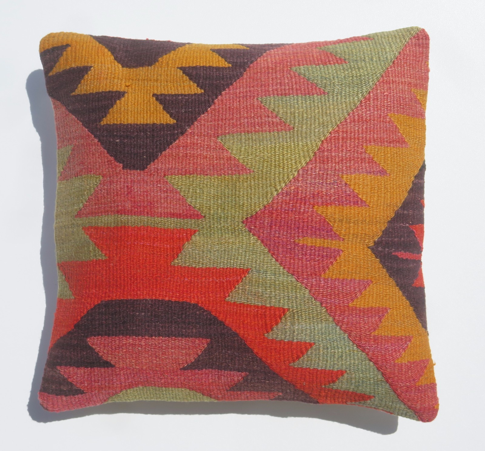 Bedroom Pillow, Boho Pillow 16×16 Throw Pillow, Kilim Pillow Cover, Rugs Cushion