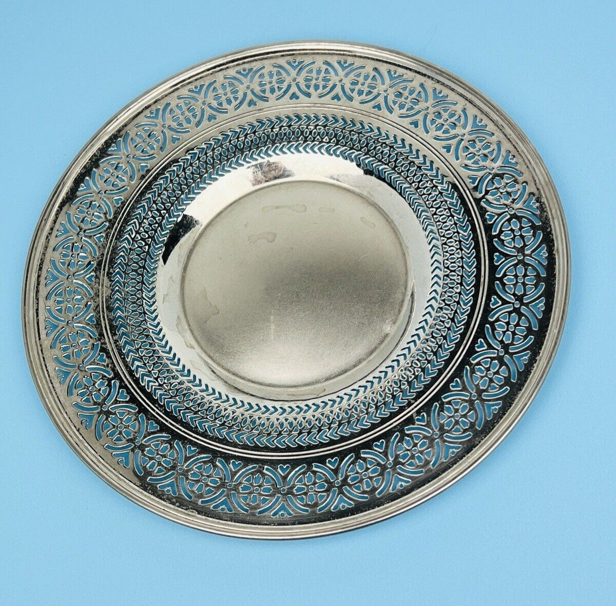 Manning Bowman Silver Plated Serving Tray 10″ Open Filigree Parties Weddings