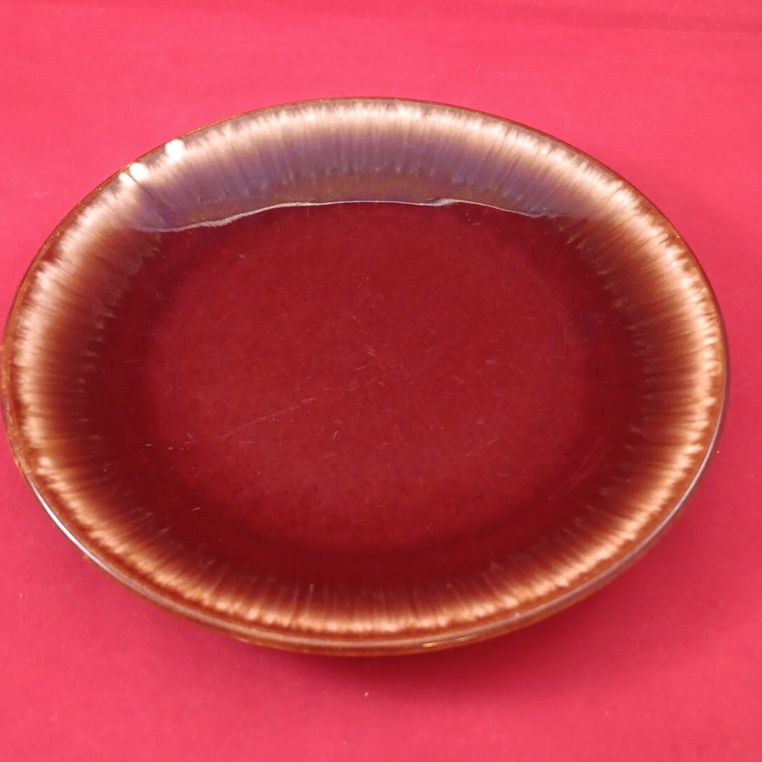 Vintage Hull Oven Proof Brown Drip 6 3/4″ Dessert Plate Made in USA