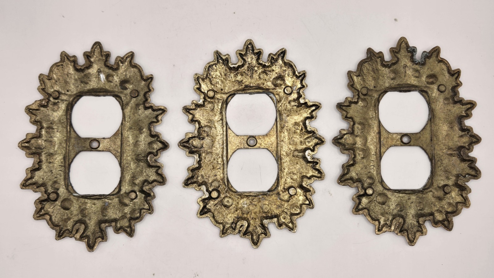 MCM Atomic Starburst Light Switch Plates & Socket Covers Brass Hollywood Regency