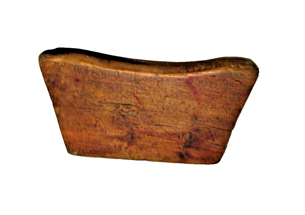 Antique Chinese Wooden Headrest Carved Elm Wood Yumu c. 1850-1899 / 11″ w x 5″ h