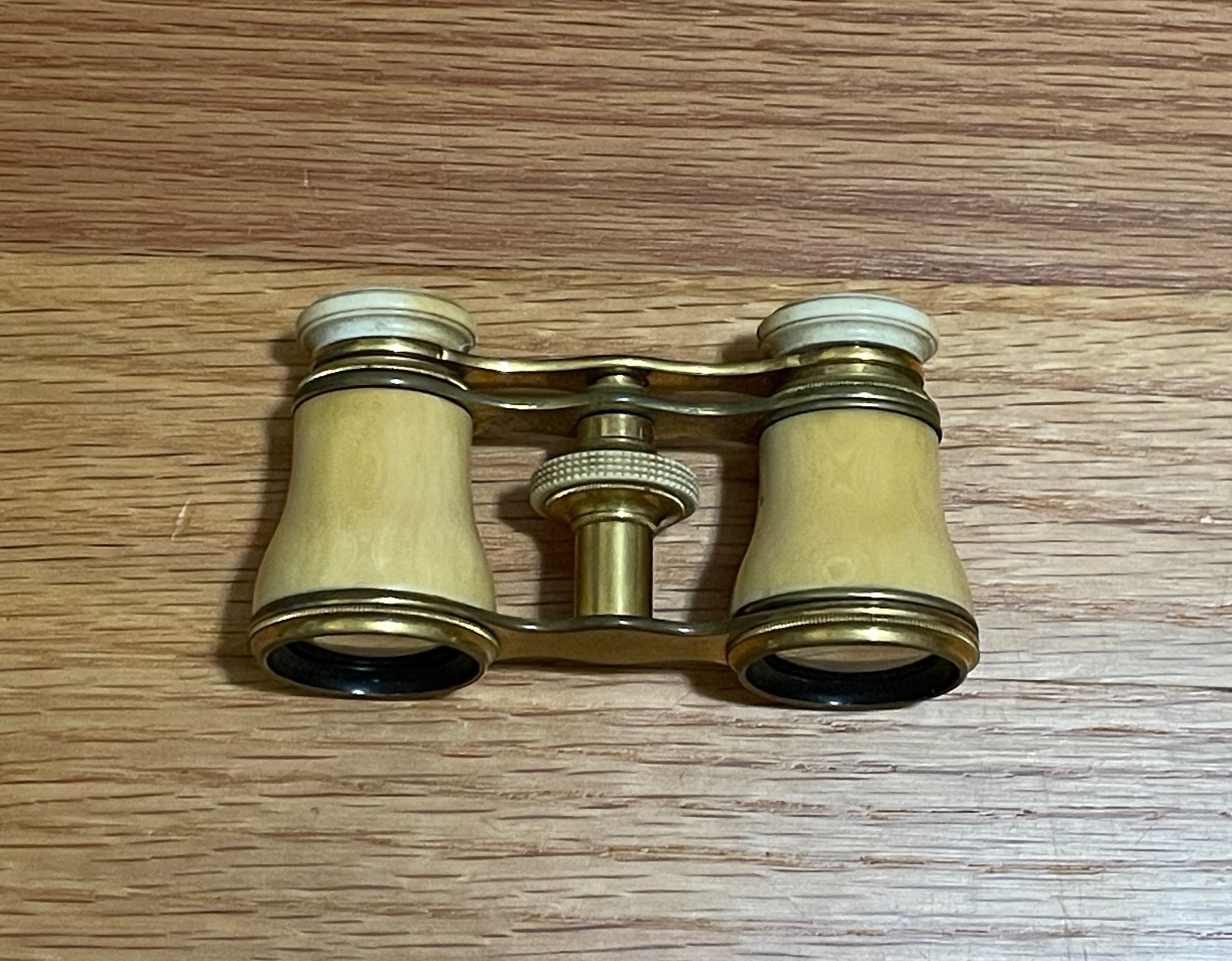 French Antique Opera Glasses Brass & Mother of Pearl Binoculars in Orignal Case