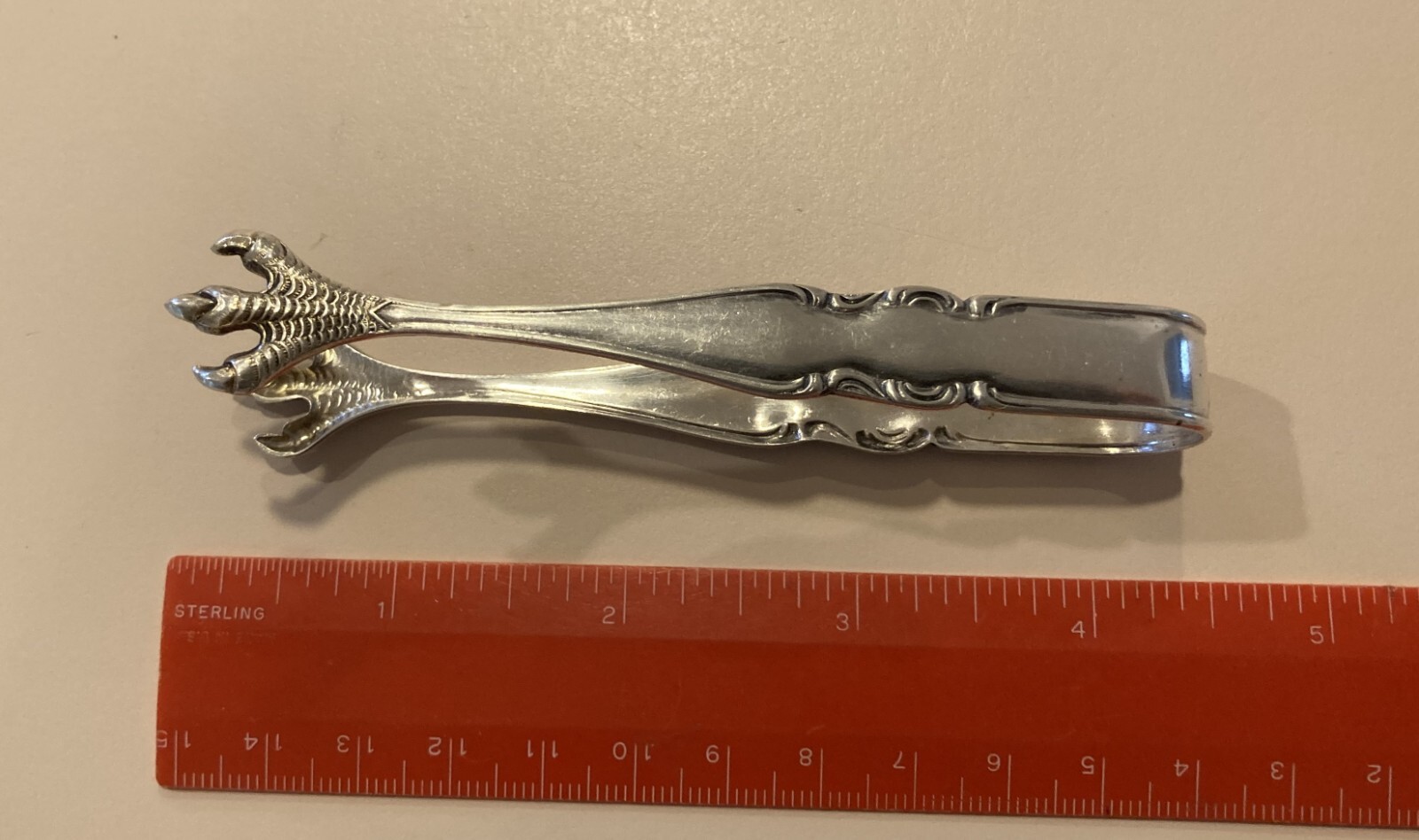 Vintage 800 Fine Silver Alloy Sugar Tongs with Claw Foot Design 4.25″ Long