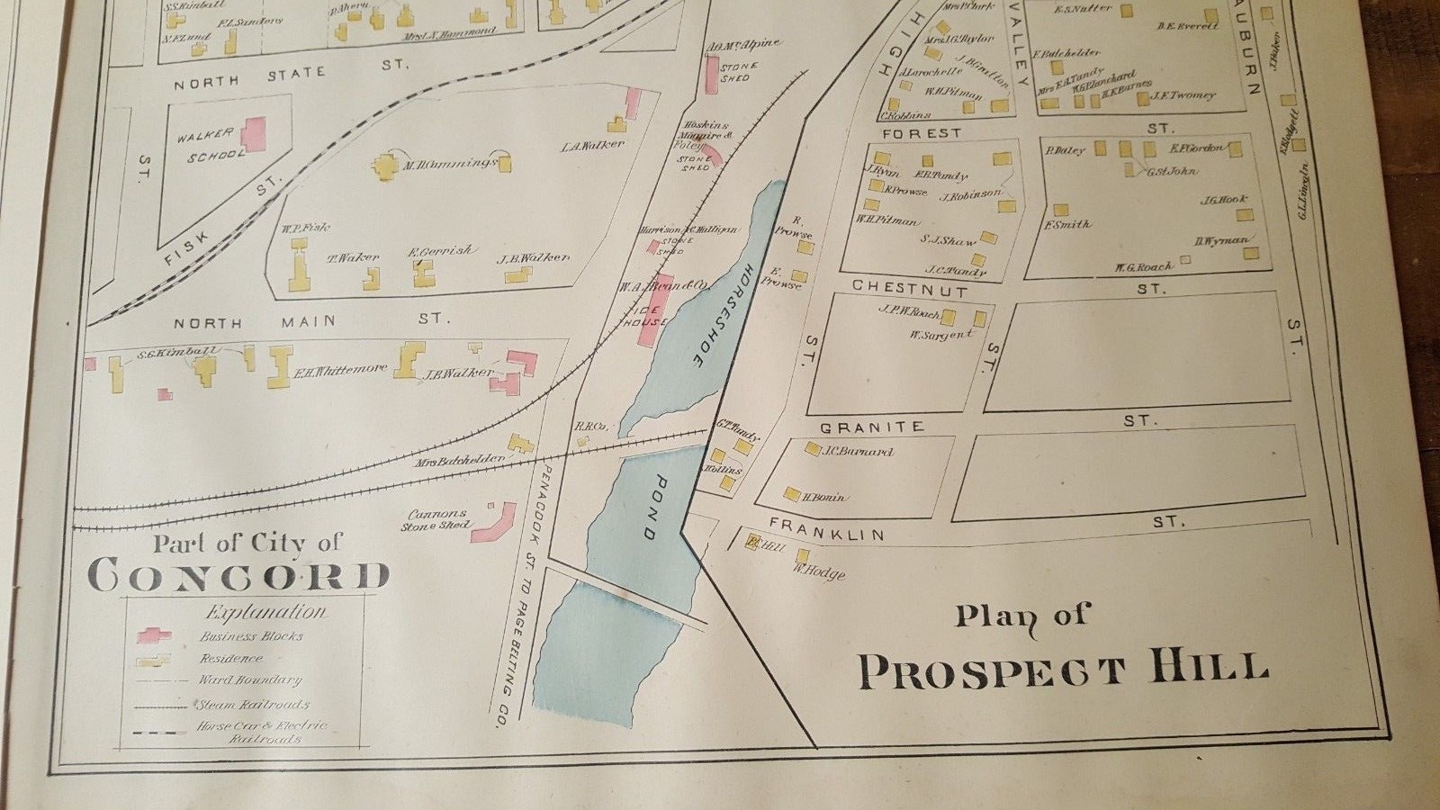 Antique MAP – PART 3 OF THE CITY OF CONCORD – N.HAMPSHIRE – 1892 ATLAS
