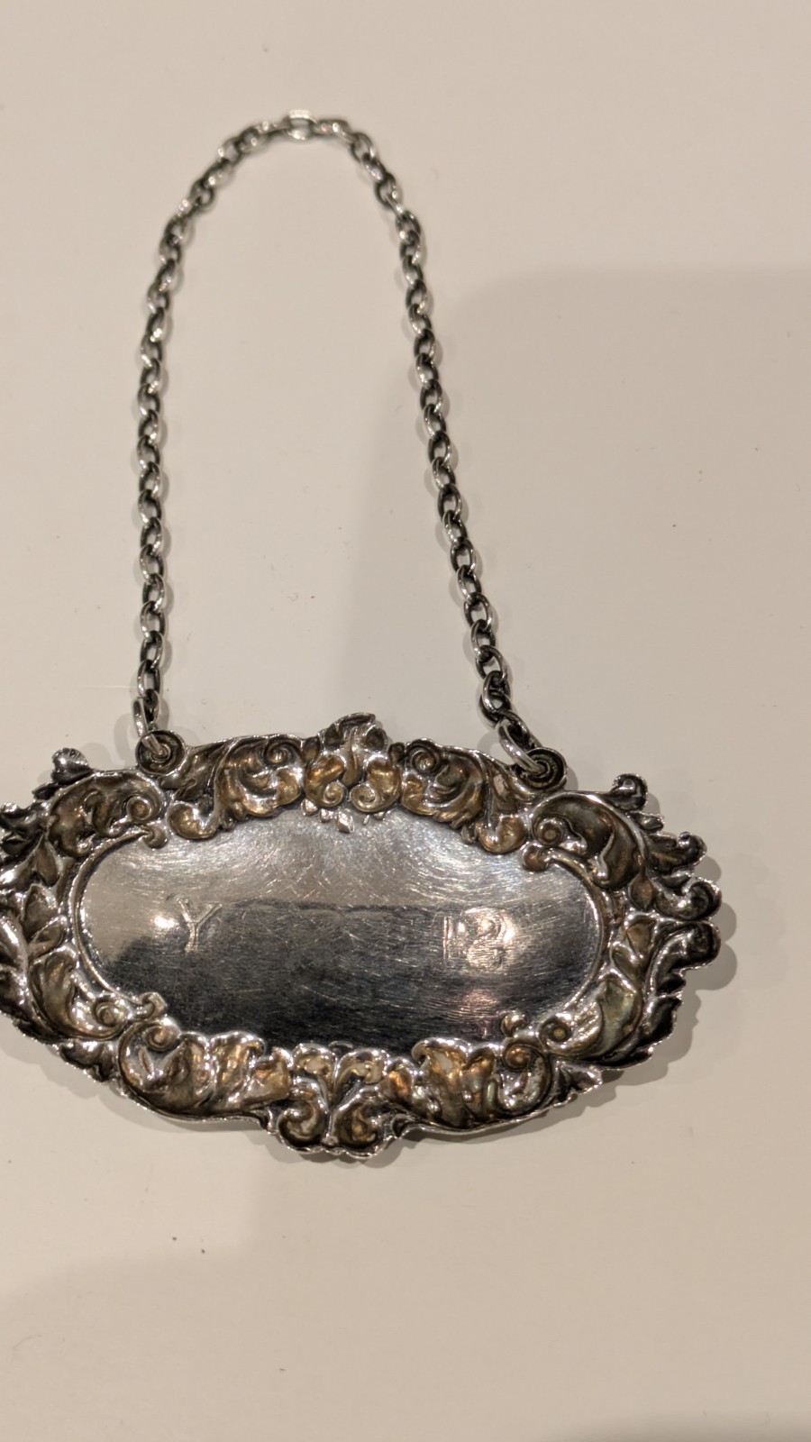 SHERRY Solid Silver Decanter Label Hallmark AC&S Ltd London Hallmark date 1979