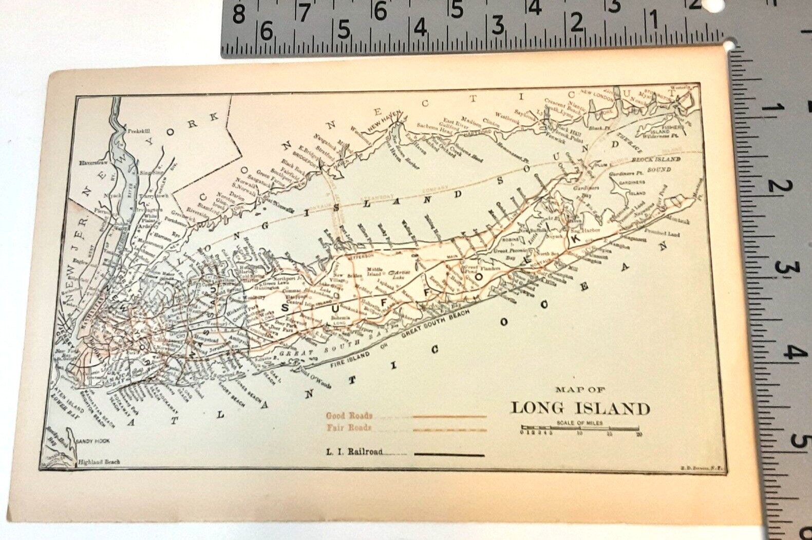 New York City Map 1893 Long Island And Borough Of Queens On Reverse