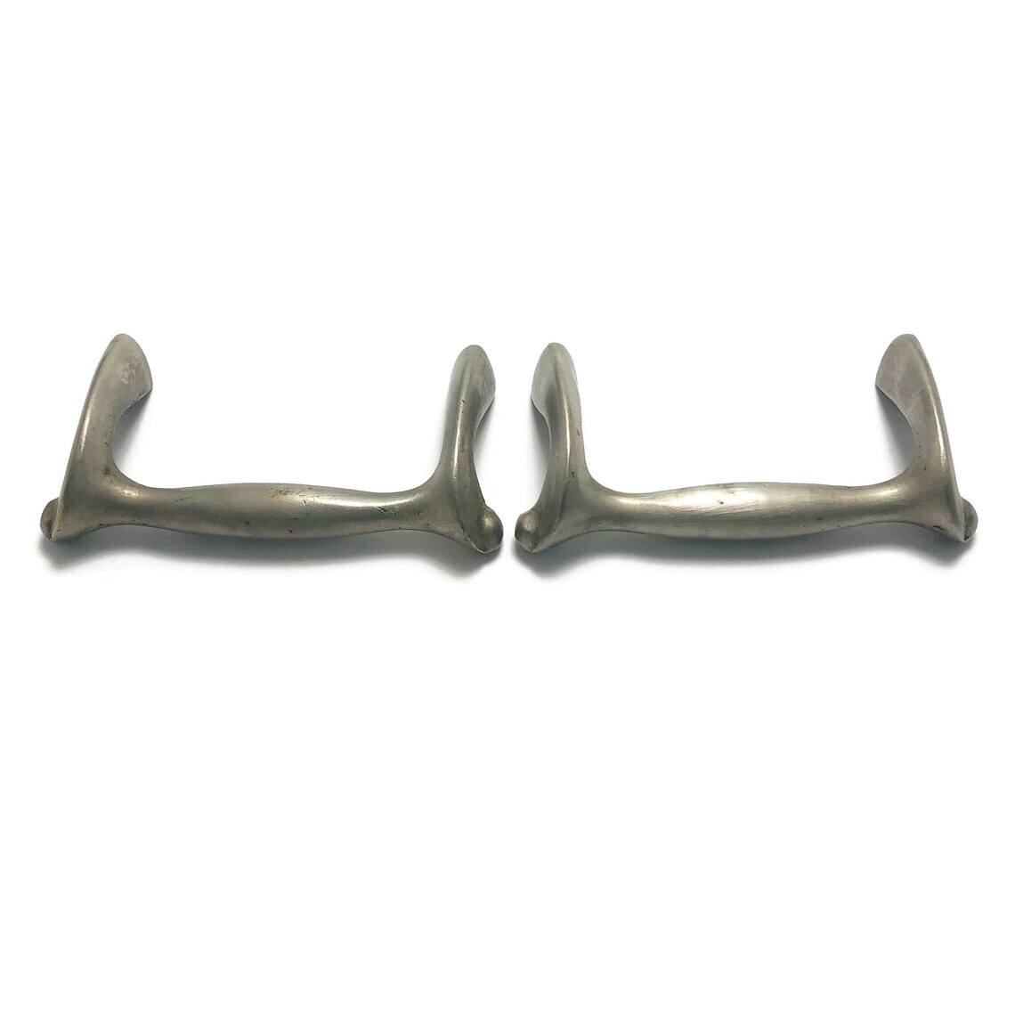 Pair of Vintage MCM Drawer Pulls 2.5″ Centers Tray Silver Furniture Handles Z1