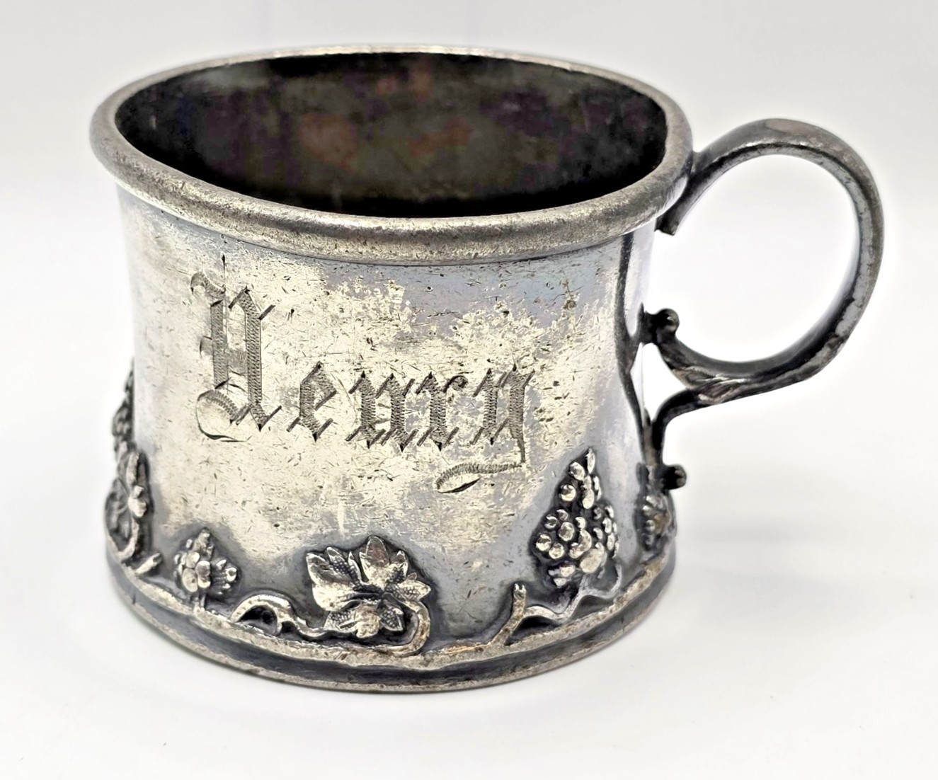 Antique Barbour Silver Co Victorian Quadruple Plated 260 Floral Fruit Cup Mug