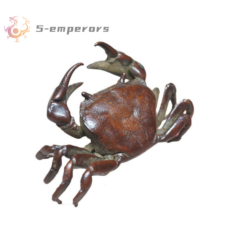 China Tea Pet Chinese Old Pure Copper Handwork Antique Crab Ornament Statue