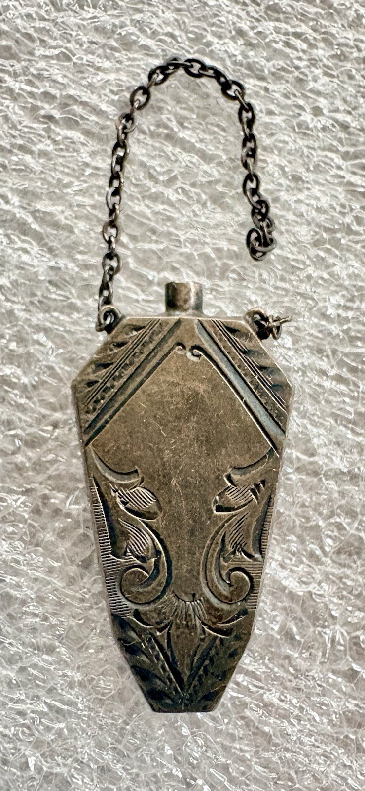 Antique Victorian Vinaigrette Silver Coffin Shape Scroll Chatelaine -Please Read