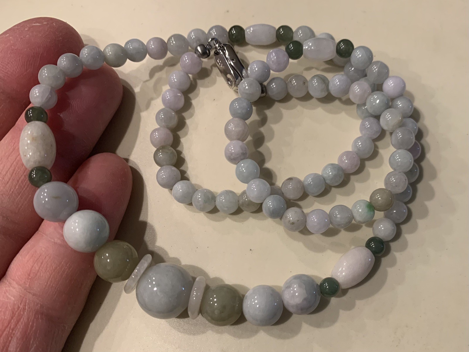 100% Natural Grade A Untreated Multi-Color Jadeite Jade Beads Necklace 22” J#003