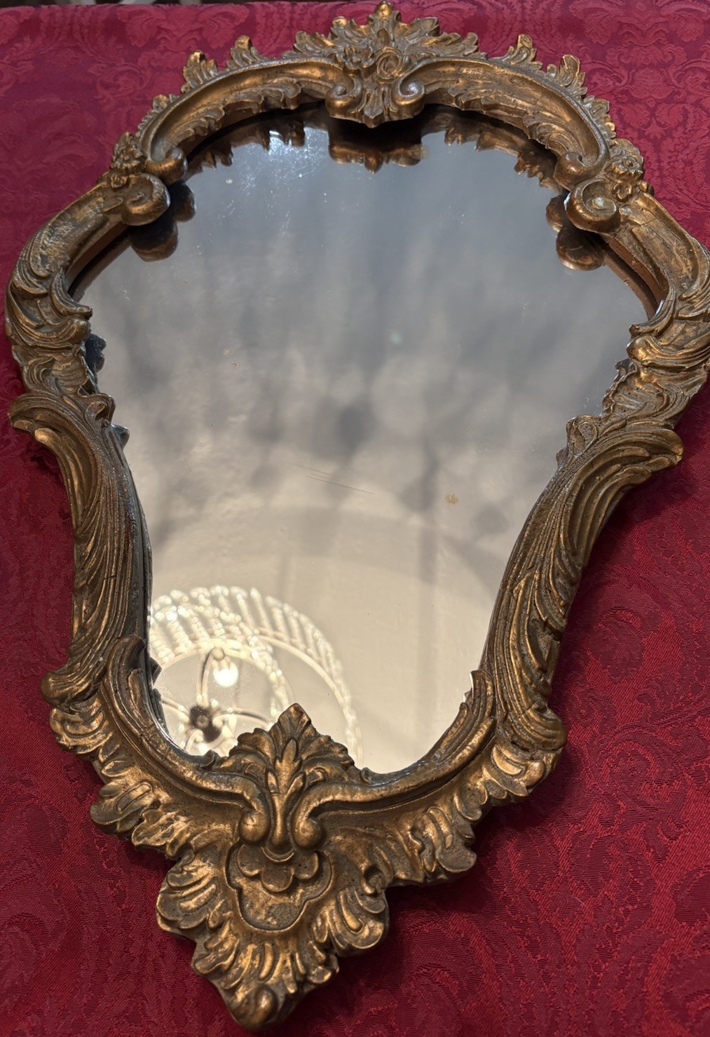 c.1900 Baroque/Rococo Style Pair Of Orig Wood Finish Mirrors Approx 15”W X 24”L.