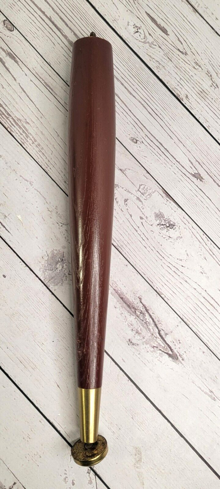 MCM Wood Table Leg 15in Brass Pivot Foot Replacement Furniture Part VTG