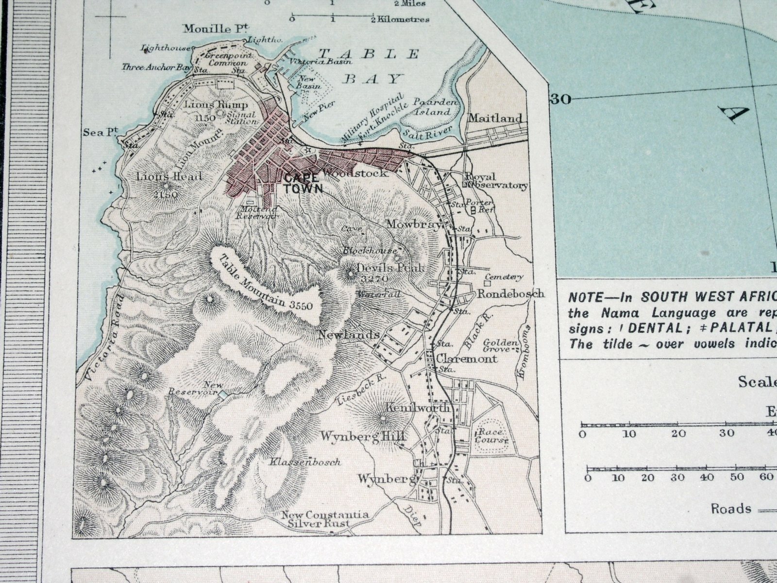 1922 VINTAGE MAP OF SOUTH AFRICA CAPE PROVINCE CAPE TOWN KAAPSTAD NAMIBIA