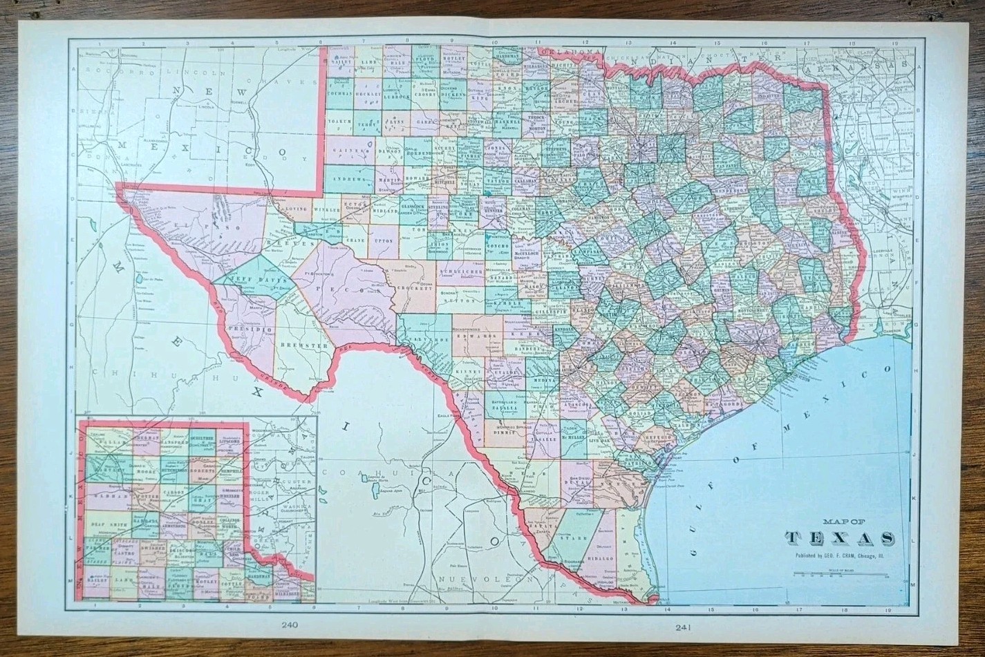 Vintage 1902 TEXAS Map 22″x14″ Old Antique Original AUSTIN HOUSTON GALVESTON TX