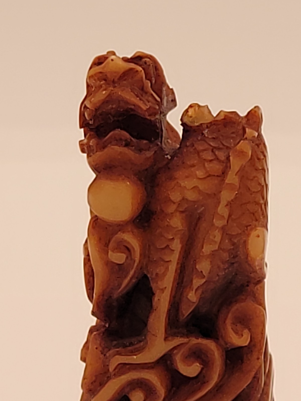 ANTIQUE Lot of 2 China Chinese Stone Hand Carved Dragon & Rabbit Seal Stamp