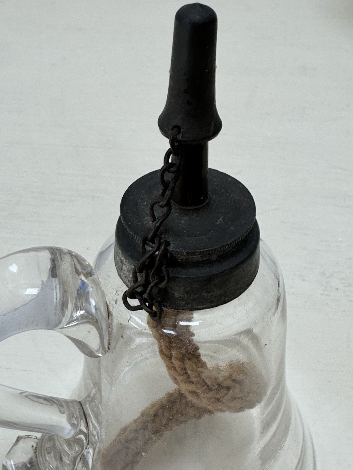 1800’s Primitive Hand Blown Glass Whale Oil Lantern Antique Finger Lamp