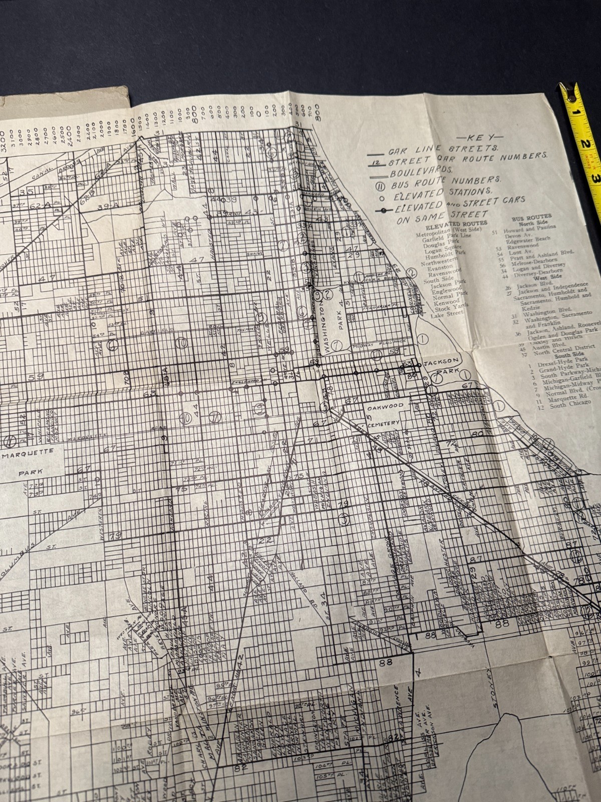 c1937 MacFarlane CHICAGO City Map – Street Guide Legends Transit Routes UNUSUAL