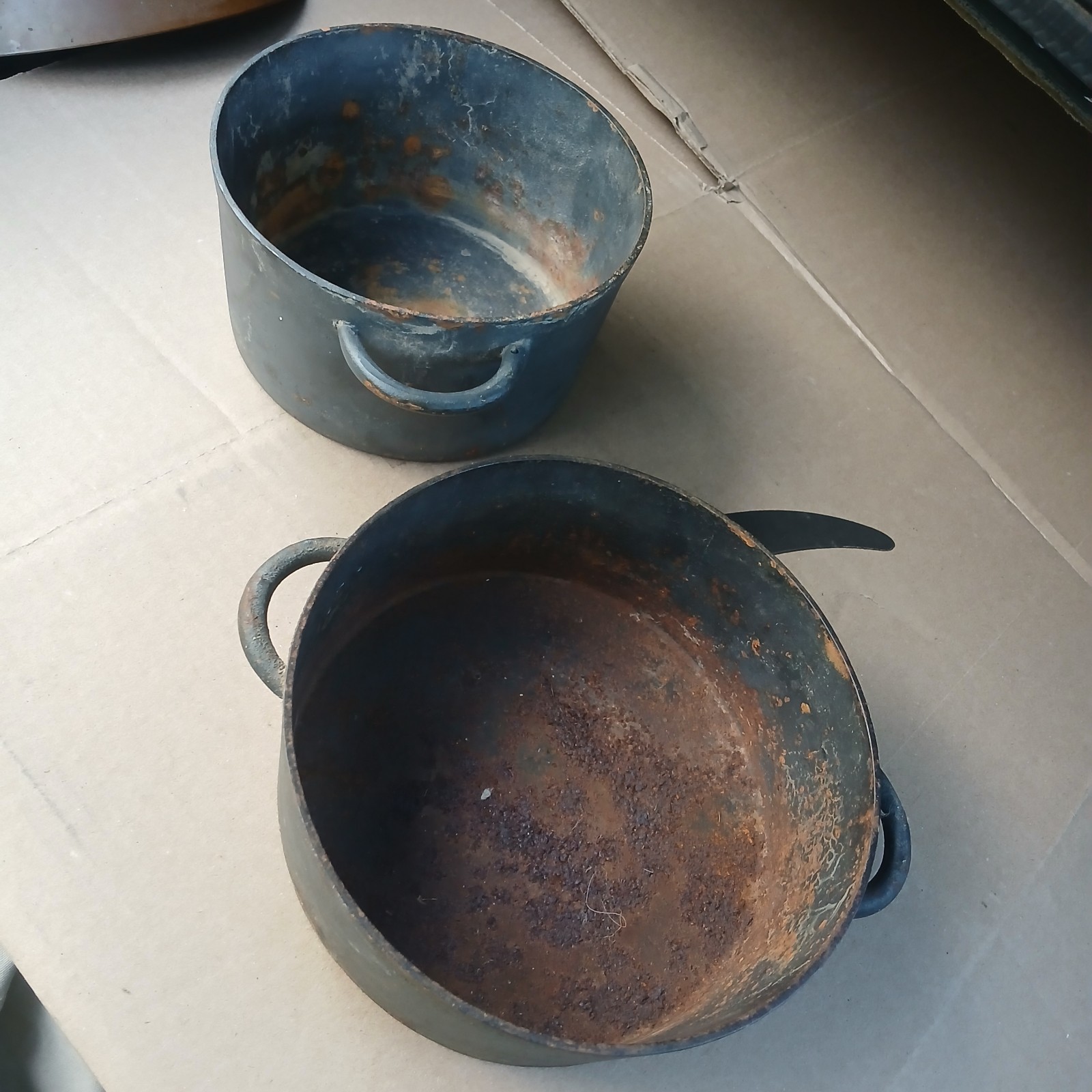 2 C.I. Pans For Antique Umbrella Stand. Griswold?? Two Sizes Sold Separately