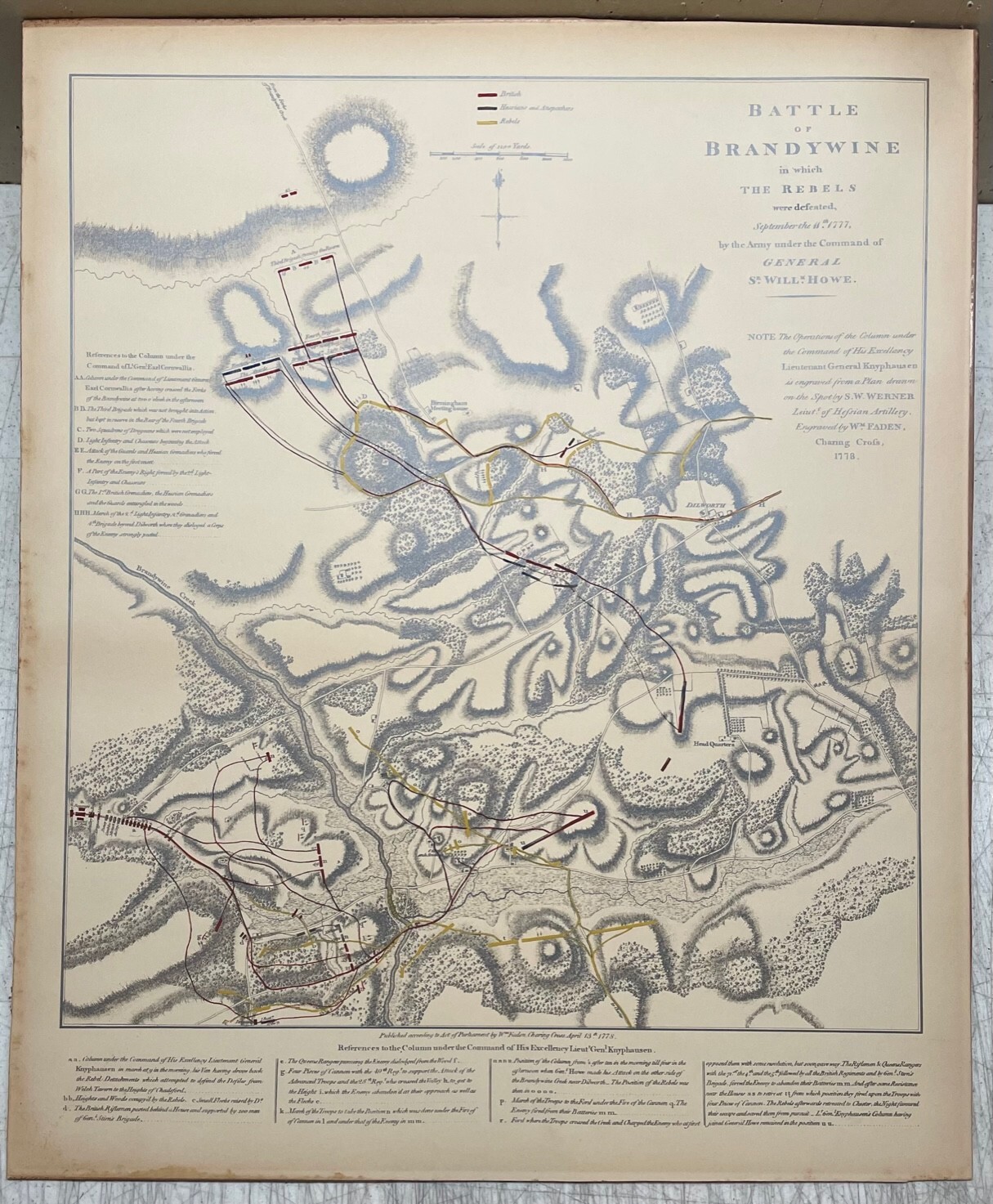 Antique 19th C FADEN ‘Battle of Brandywine’ American Revolution PHOTO MAP Copy